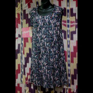 LOFT Black and Cream Floral Tent Dress
